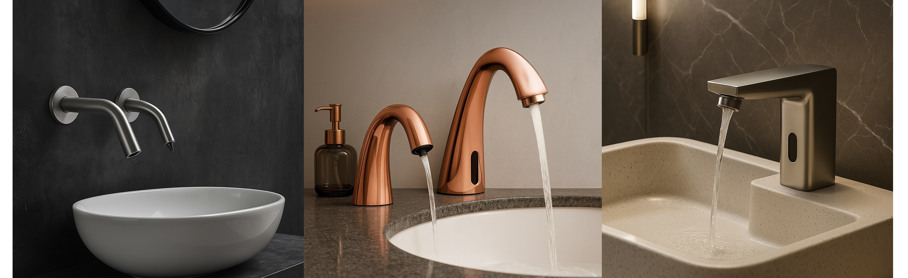 Commercial restrooms with touchless fixtures